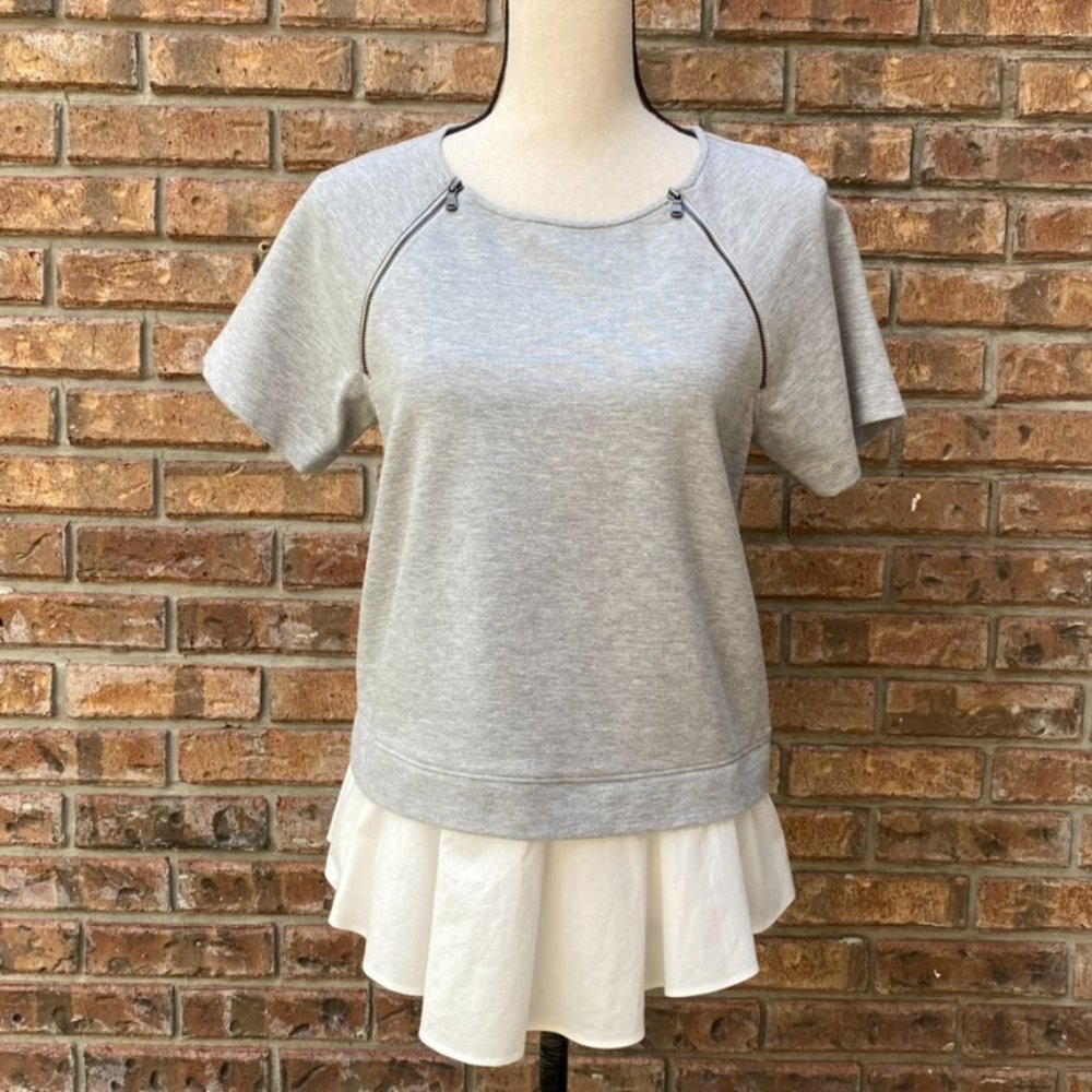 Tibi Italian Pointe Top Sweatshirt Raglan Zip Size XS